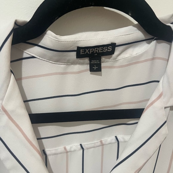 Express White Striped Button Down Tank - Picture 2 of 3